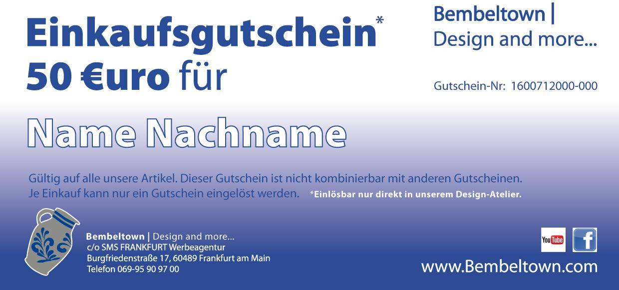 50 Euro Gutschein für den Bembeltown Shop